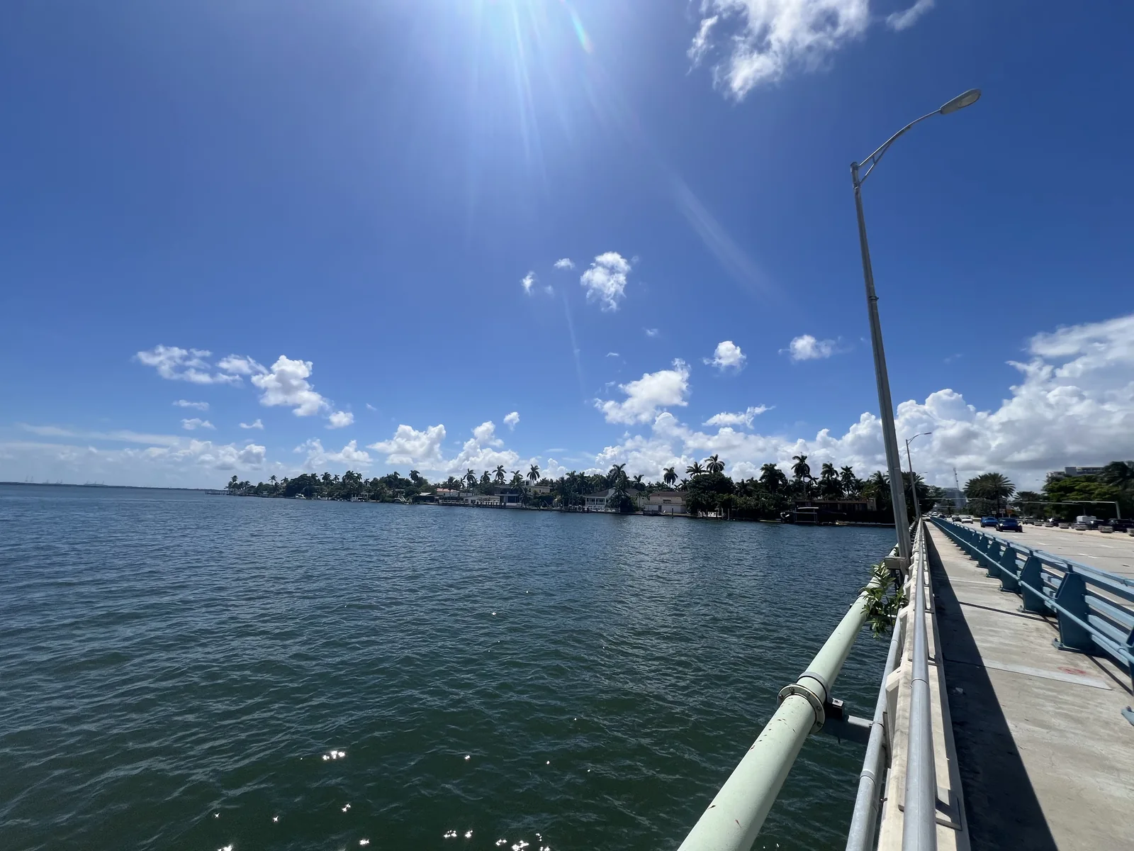A different direction along the railing opens up the view across Biscayne Bay.