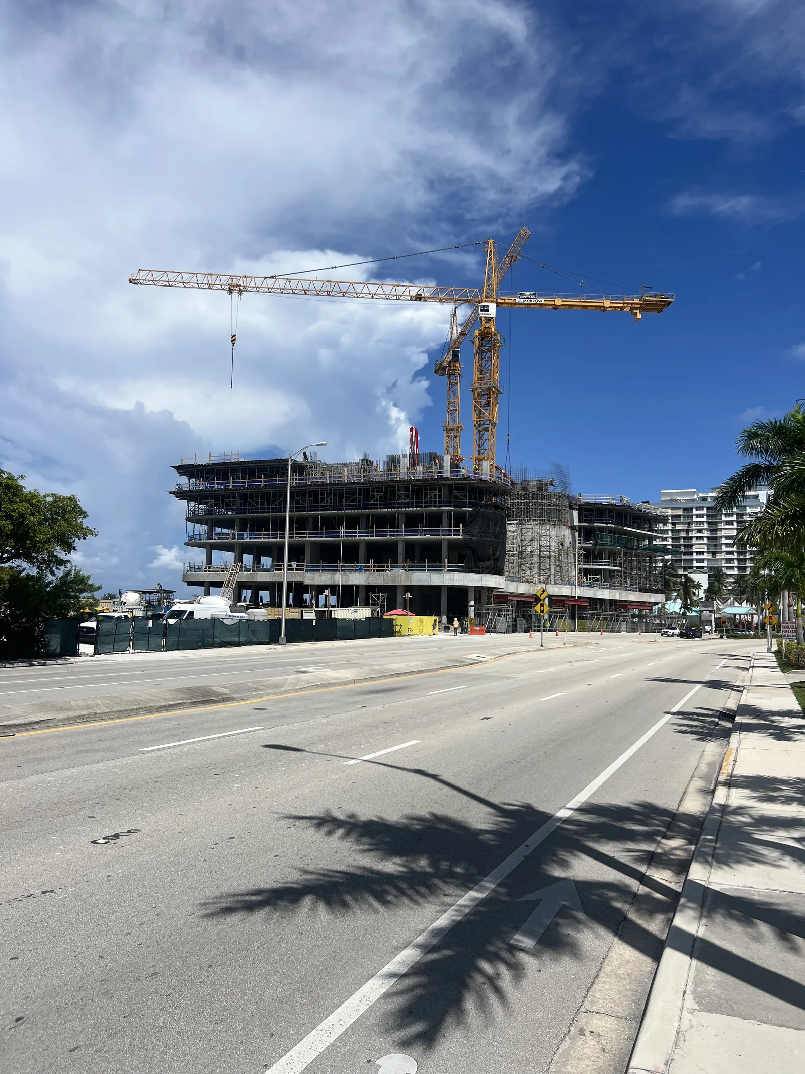 Looking along the causeway toward Continuum’s structure and cranes.