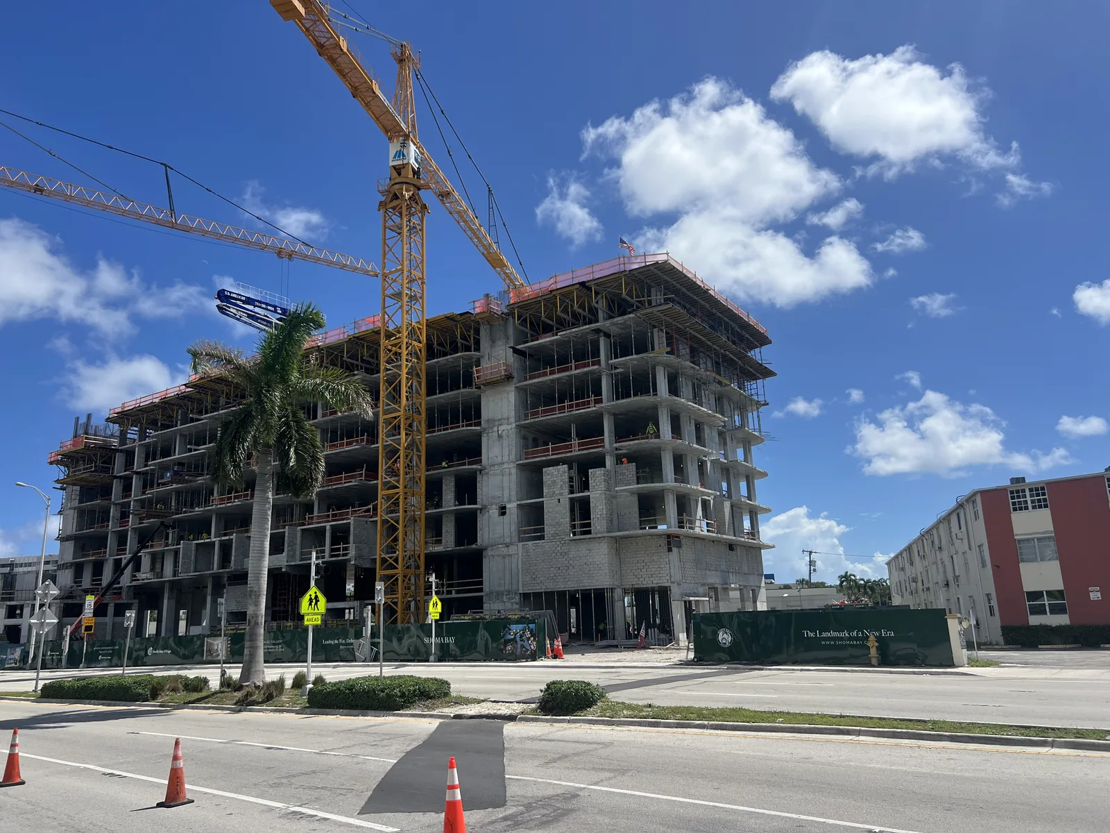 Another street-level angle of Shoma Bay’s construction on Treasure Island.